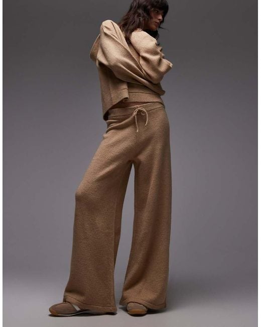 ASOS Pluizige Gebreide Broek Met Wijde Pijpen in het Brown