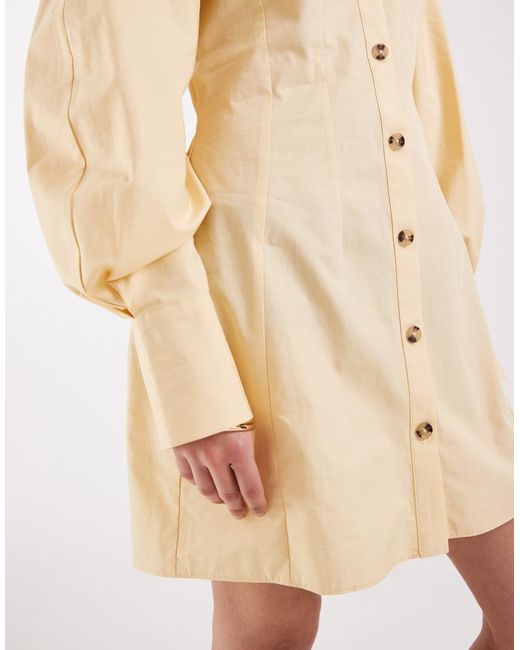 ASOS Natural Mini Shirt Dress With Cinched Waist