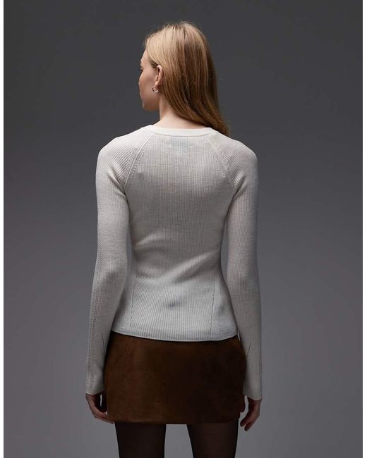 & Other Stories Gray Pure Wool Ribbed Knitted Henley Top