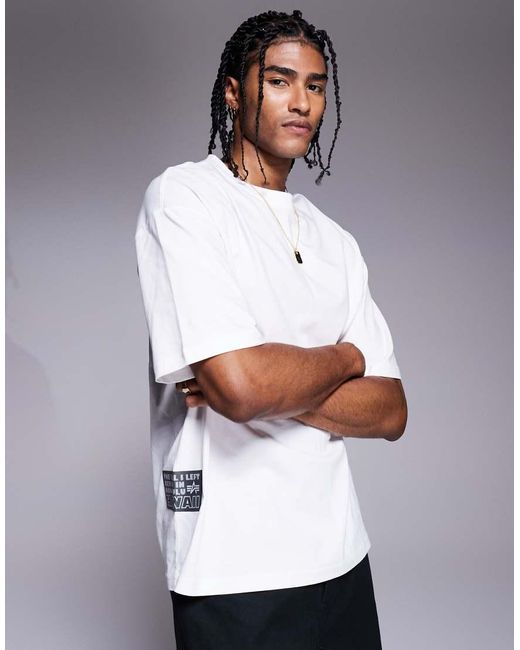 Alpha Industries T-Shirt Met Bloemenprint Op De Achterkant in het White voor heren