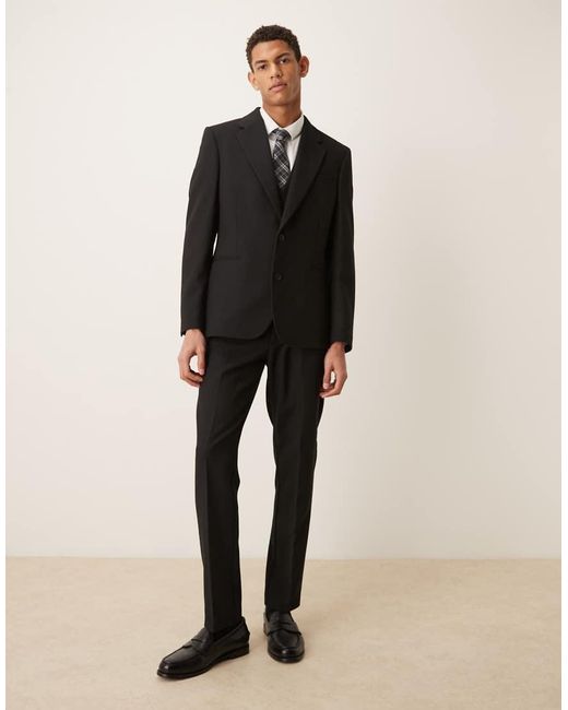 ASOS Black Slim Suit Jacket With Wool for men