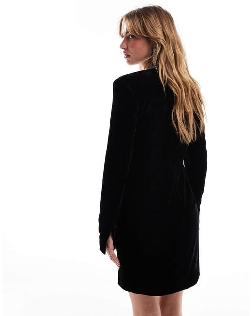 Bardot Black Velvet Mini Dress