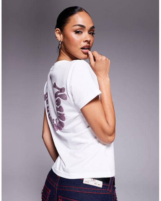 True Religion Blue – knapp geschnittenes t-shirt