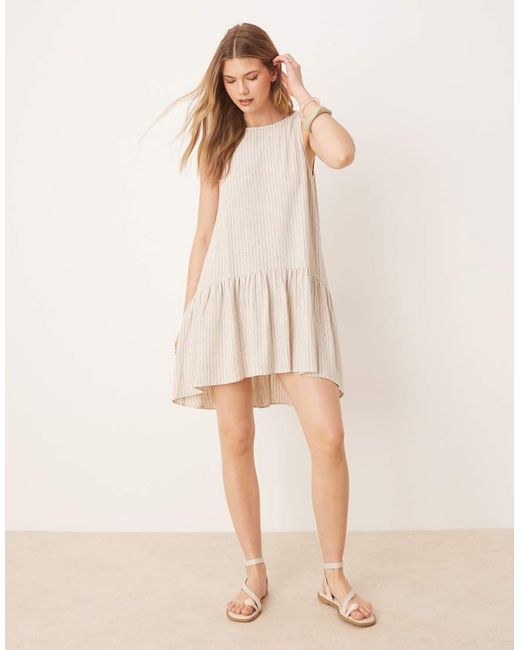 ASOS Natural Drop Waist Linen Mini Dress