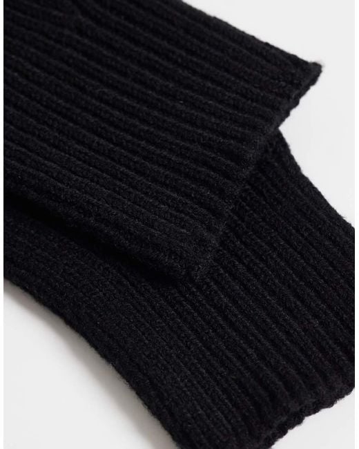 ASOS Black Ribbed Fingerless Gloves for men