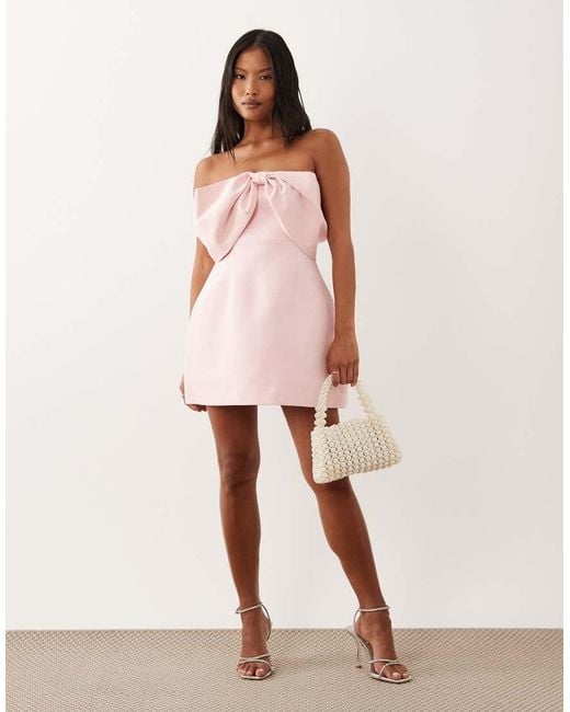 Forever New Pink Strapless Bow Mini Dress