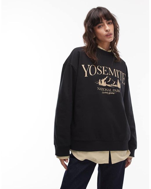 ASOS Black Oversized Sweat With Yosemite Park Graphic