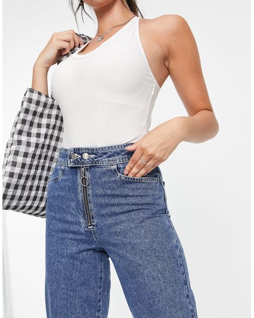 TOPSHOP Denim Zed High Waist Skater Cuff Jeans in Blue | Lyst