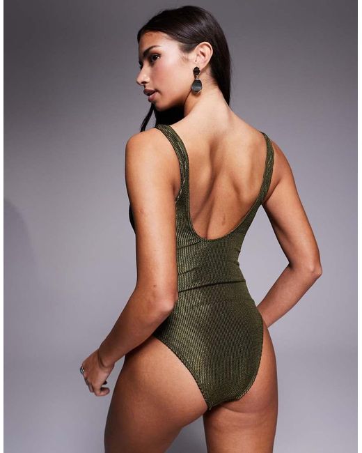South Beach Green Crinkle Swimsuit