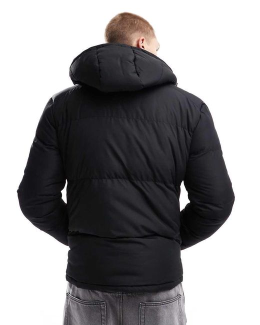 Brave Soul Black Puffer Jacket With Hood for men