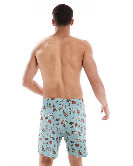 ASOS Loungeshort Met Trekkoord En Grafische Alienprint in het Blue voor heren