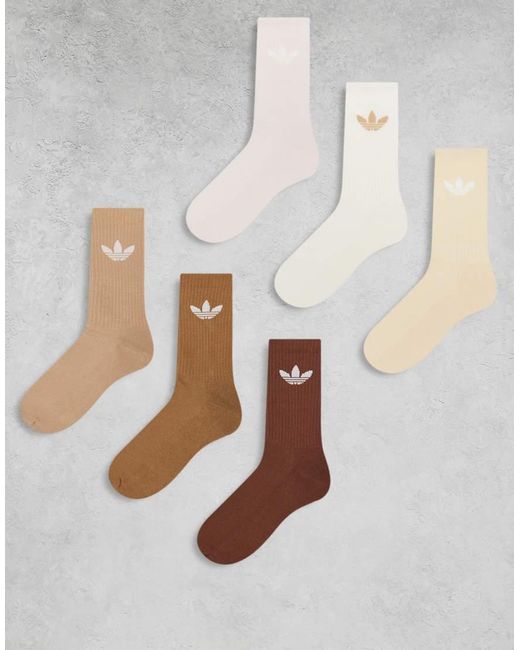 Adidas Originals White Adicolor Trefoil 6 Pack Crew Socks