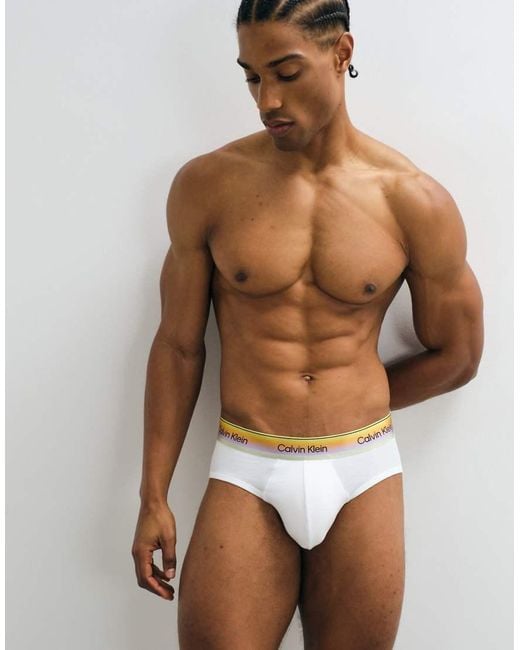Calvin Klein White Pride Cotton Hip Briefs for men