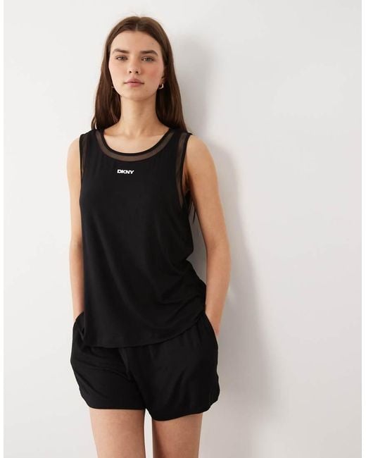 DKNY Black Tank And Boxer Lounge Set
