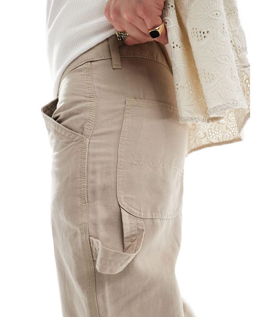 Jack & Jones Natural Wide Fit Linen Mix Carpenter Trouser for men