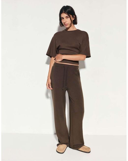 Pull&Bear Natural Modal Wide-Leg Trousers