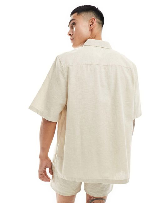 ASOS – locker geschnittenes hemd aus leinenmix in White für Herren