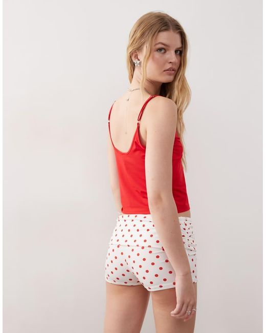 Collusion Red Polka Dot Fold Over Shorts