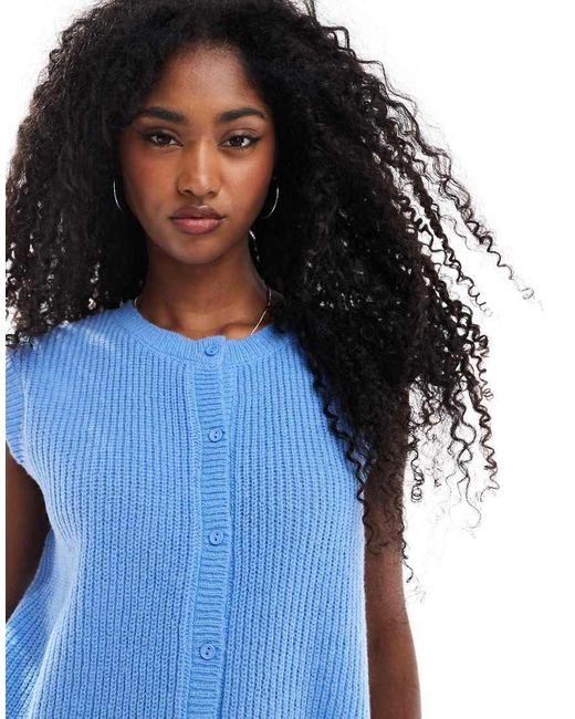 Cotton On Blue Lounge Knit Button Up Vest