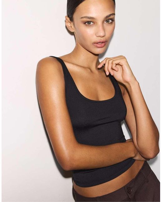 Stradivarius Black Str Polyamide Tank Top