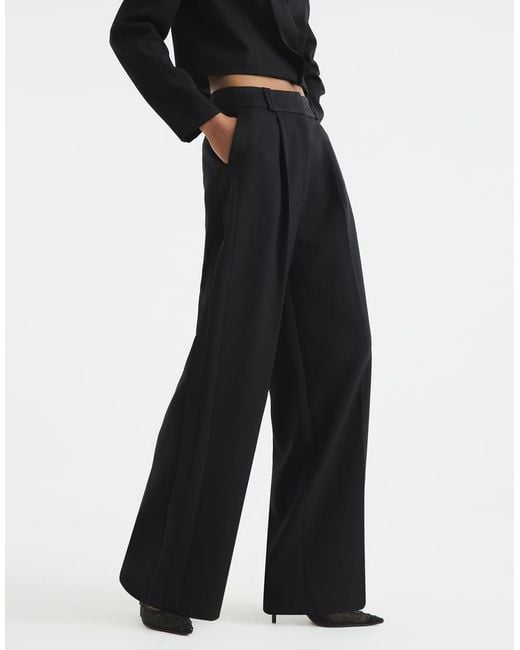 River Island Black Wide Leg Tuxedo Trouser