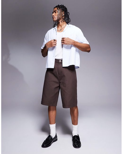 ASOS – lang geschnittene canvas-jorts in White für Herren