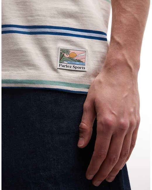 Parlez Gray Short Sleeve Calm Stripe T-shirt for men