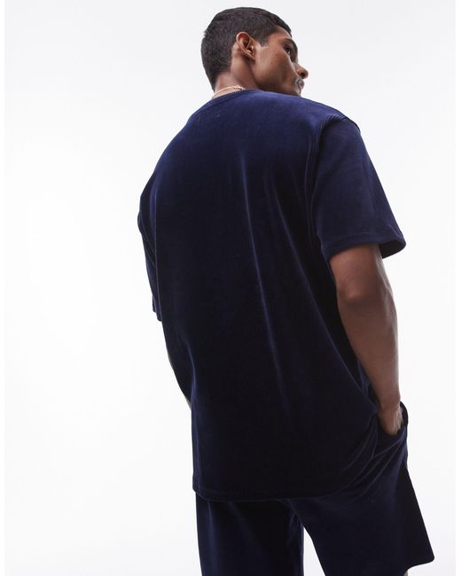 Topman – es oversize-t-shirt aus samt in Blue für Herren