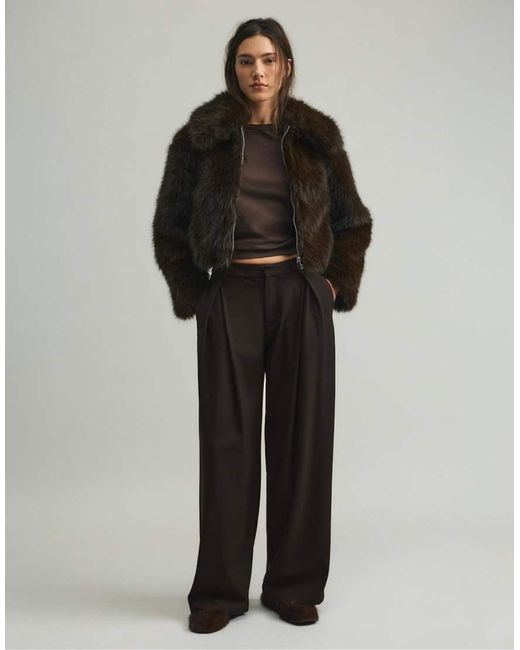 Pull&Bear Black Voluminous Darted Smart Trousers