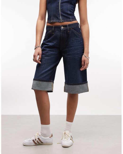 Collusion Blue Denim Capri With Turn Up