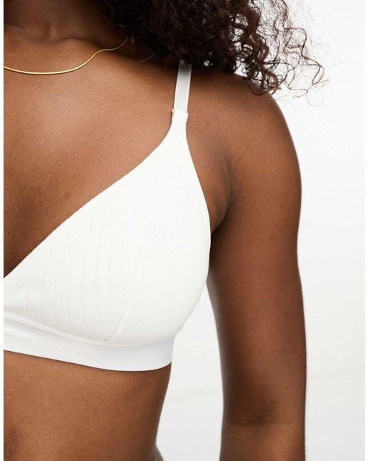 Monki Brown Ribbed Triangle Bralette