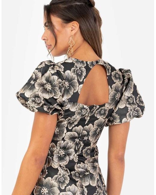 Maya White Floral Jacquard Keyhole Back Mini Dress