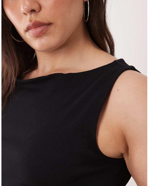 Brave Soul Black Brave Soul Curve Slash Neck Tank Top