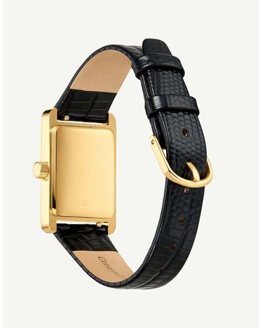 D.Louise White Waterproof Tarnish-Free Classic Leather Rectangle Watch
