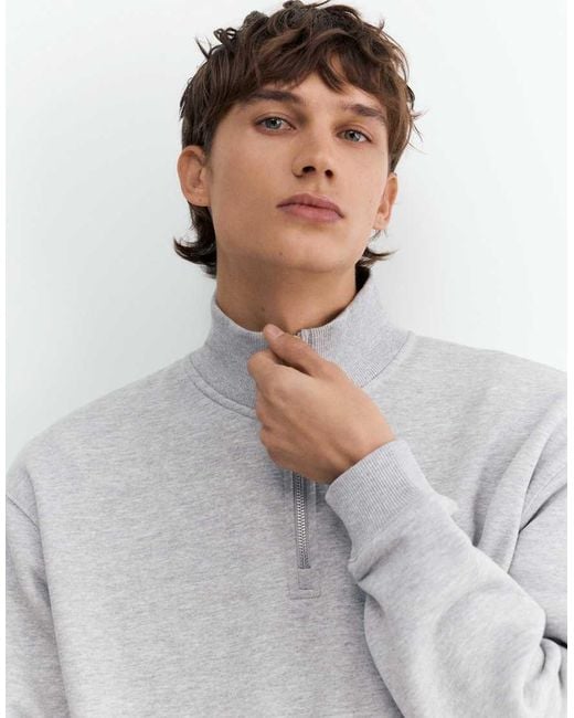Pull&Bear Gray Quarter-zip Sweatshirt for men