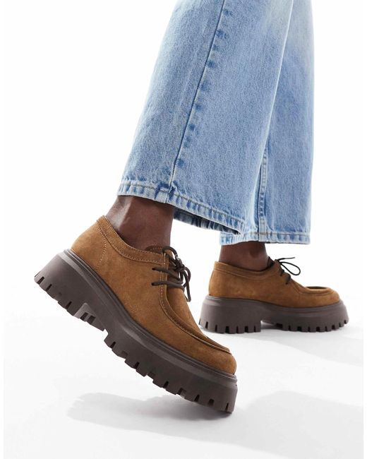 Schuh Blue Lyrica Chunky Moc Toe Lace Up Shoes