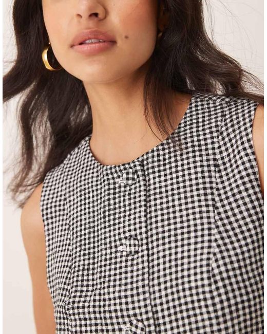 Abercrombie & Fitch Gray Linen High Neck Cropped Vest