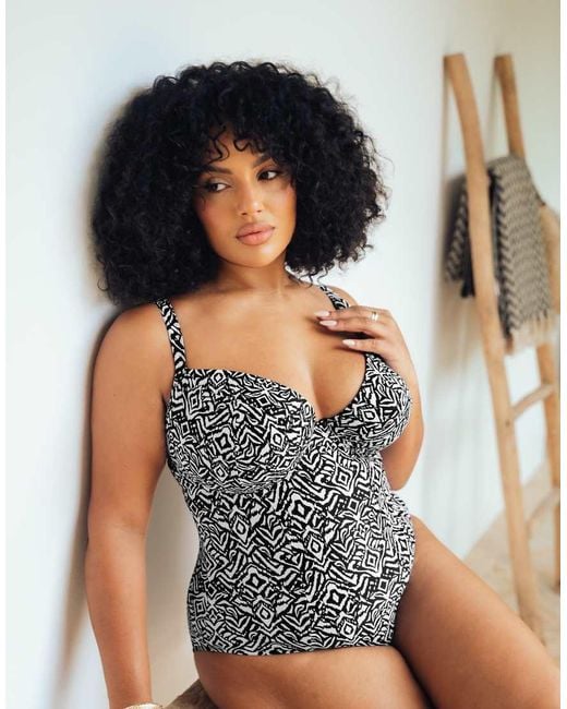 Curvy Kate Black Wild Horizon Padded Plunge Swimsuit