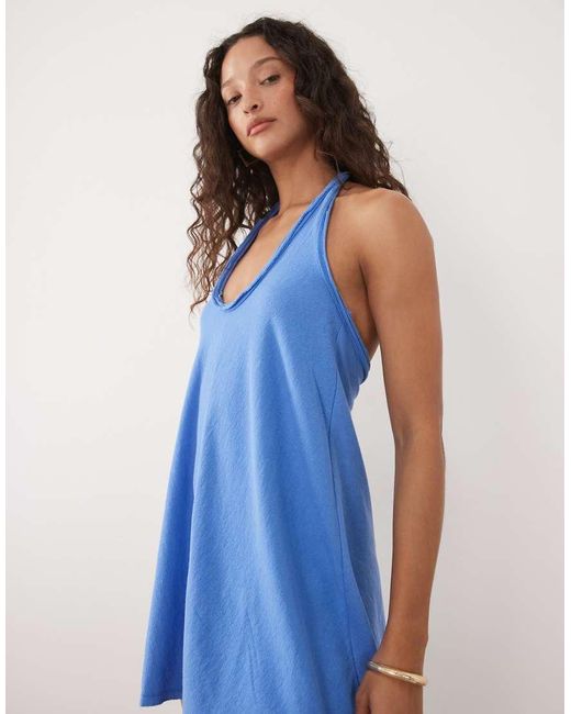 Mango Blue Teen Halterneck Mini Dress