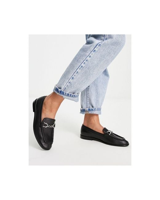 Lola Leather Loafers With Chain Detail in Black Lyst Canada