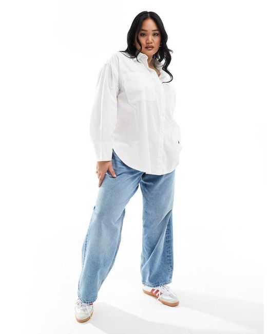 Collusion White Plus Poplin Oversized Shirt