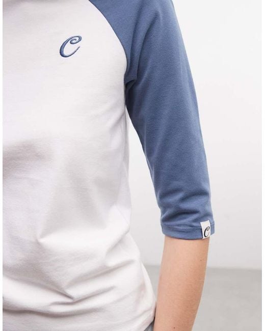 Collusion White Raglan Fitted T-shirt With 3/4 Sleeve