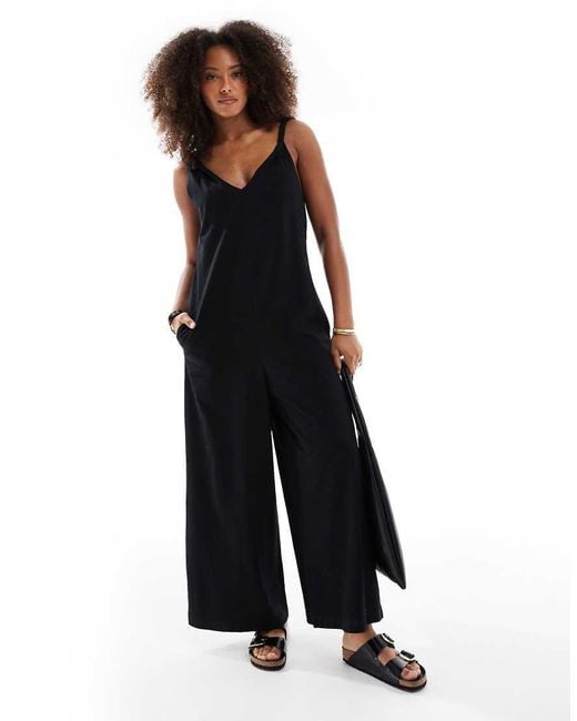 ASOS Blue Twist Shoulder Jumpsuit