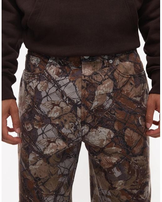 Obey – klassische weite jeans mit military-muster in Brown für Herren