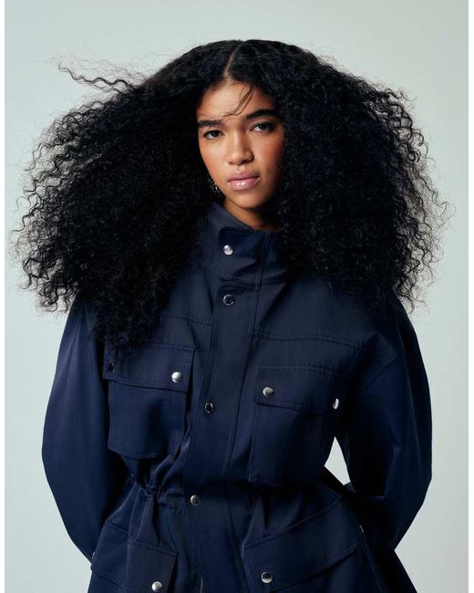 ASOS Blue Funnel Neck Utility Detail Jacket