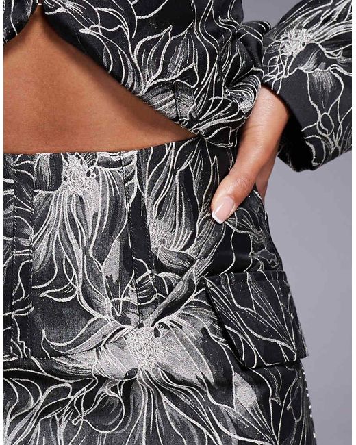 ASOS Gray Jacquard Sculpted Skirt Co-Ord