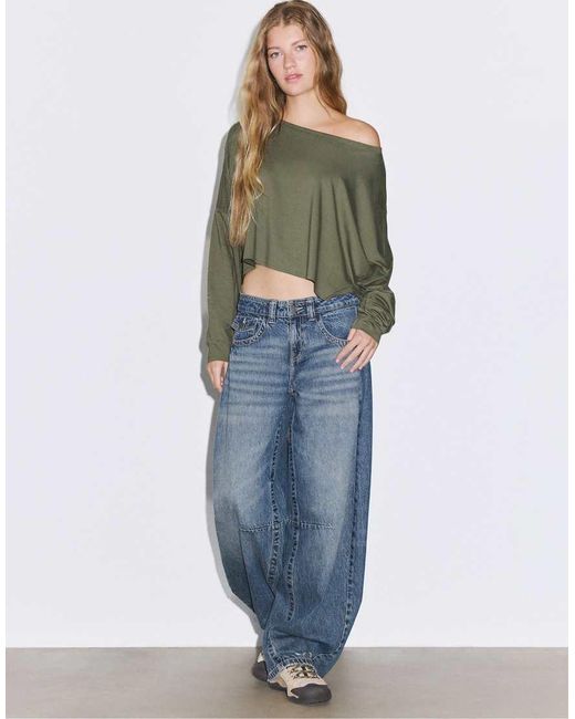 Stradivarius Blue Long Sleeve T-shirt