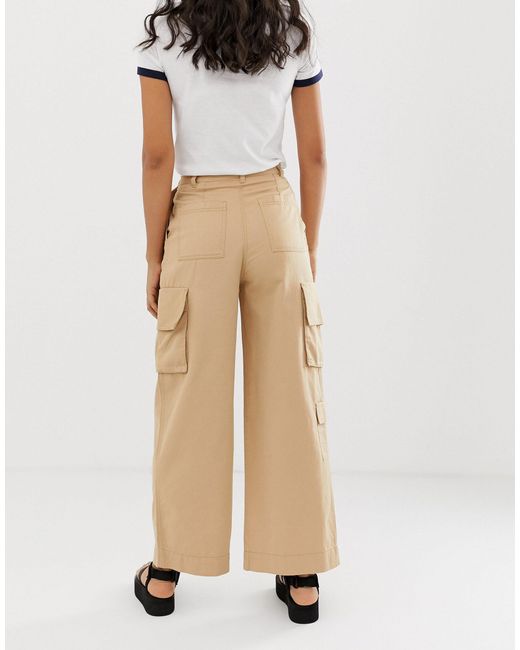 Monki Denim Wide Leg Utility Trousers 
