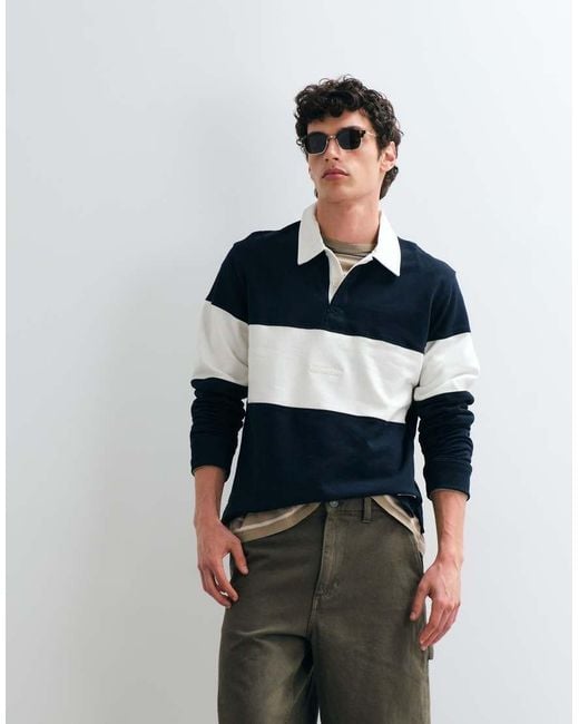 Jack & Jones White Colorblock Rugby Top for men