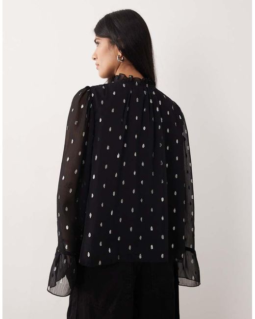 Y.A.S Black Silver Foil Chiffon Top